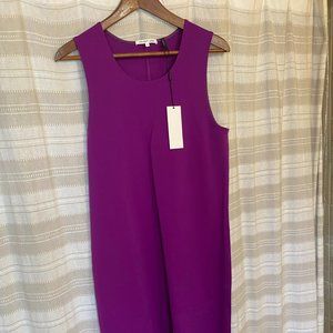 Helmut Lang Purple Neoprene Dress with assymetrical hem